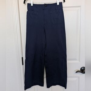 Anthropologie Maeve The Colette Pants Womens 26 Blue Navy Cropped Wide Leg Knit
